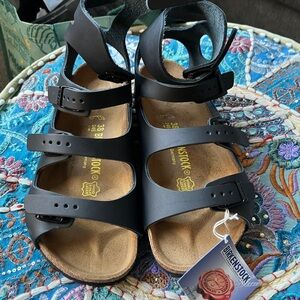 Birkenstock Athens  Black Sandals 38 reg NWT
